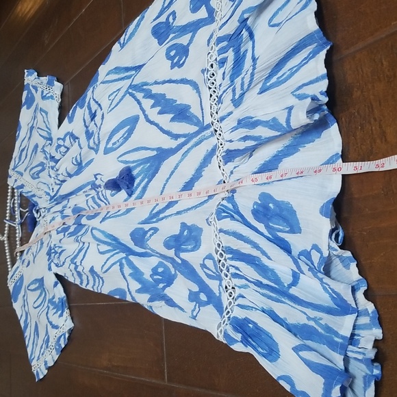 ZL Europe Dessin Blue White Maxi Dress - Picture 11 of 16